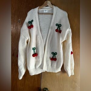 NWOT Luna Ivy Cherry Cardigan Sweater, size large